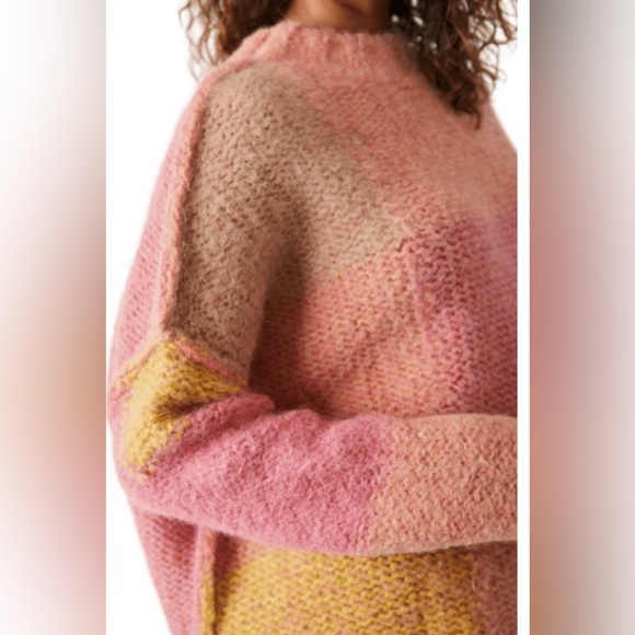 NWT Free People Domino Prairie Sunset Alpaca Wool Blend Pullover Knit Sweater. - Picture 3 of 17